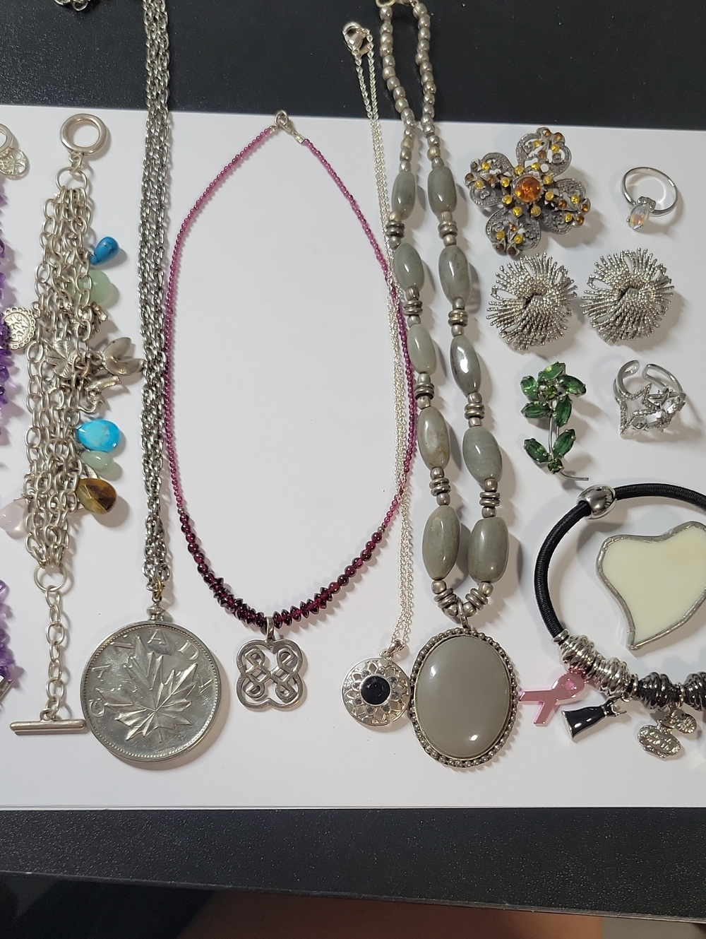 Women’s Grey Bead & Pendant Necklace - Elegant Grey Jewelry Lot